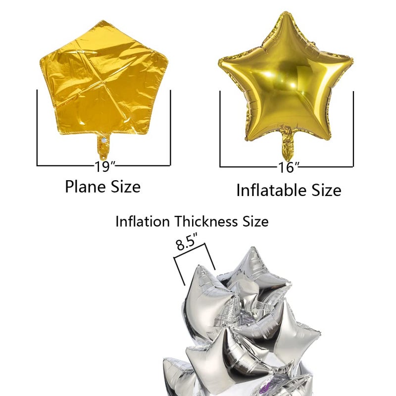 Adeer 18" Gold Star Shaped Foil Balloons Mylar Helium Balloons for Birthday Party Wedding Baby Shower Decorations, Pack of 20 - Image 3